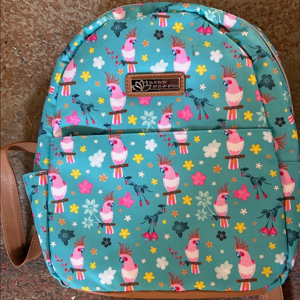 Lily Bloom Backpack - Turquoise with Parrot Print NWT!